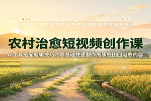 农村治愈短视频创作课：AI工具搭配剪辑技巧，零基础快速制作高质感田园治愈内容
