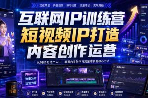互联网IP训练营,短视频IP打造,内容创作运营