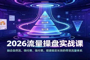 2026流量操盘实战课：融合自然流、微付费、强付费，搭建稳定长效的带货流量体系