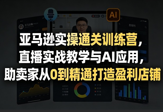 亚马逊实操通关训练营，直播实战教学与AI应用，助卖家从0到精通打造盈利店铺（更新8月8日）