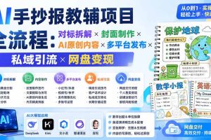 （19785期）AI手抄报教辅项目全流程：对标拆解×封面制作×AI原创内容×多平台发布×私域引流×网盘变现