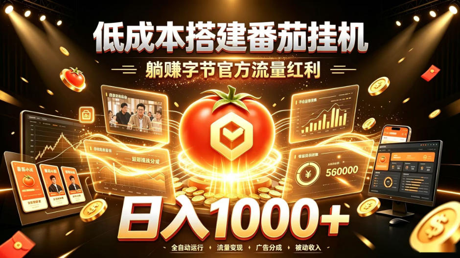 低成本搭建番茄挂G，躺賺字节官方流量红利，日入1k+，全程傻瓜式落地【揭秘】