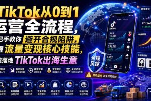 TikTok从0到1运营全流程,手把手教你避开合规陷阱,掌握流量变现核心技能,快速落地TikTok出海生意(更新8月)