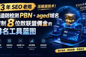 (19824期)13 年 SEO 老炮压箱底技术!打造防检测 PBN+aged 域名,复制 8 位数联盟佣金的排名工具蓝图【原创双语字幕】