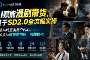 （19829期）AI赋能漫剧带货，基于SD2.0全流程实操；情感共鸣直击用户内心，轻松撬动流量新密码，引爆转化