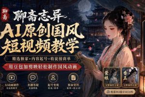 (19834期)聊斋志异AI原创国风短视频教学;精选独家+内容起号+收徒接商单,用豆包加剪映轻松制作国风动画