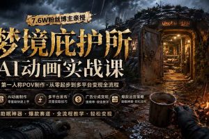 (19886期)梦境庇护所AI动画实战课:7.6W粉丝博主亲授第一人称POV制作,从零起步到多平台发布变现全流程