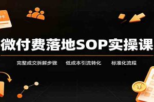 微付费落地SOP实操课:完整成交拆解步骤,低成本引流转化标准化流程