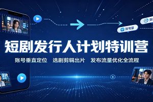 短剧发行人计划特训营:账号垂直定位,选剧剪辑出片,发布流量优化全流程