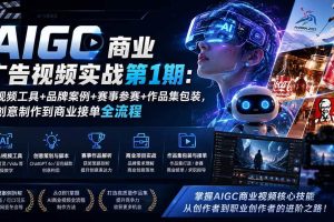 (19750期)AIGC商业广告视频实战第1期:AI视频工具+品牌案例+赛事参赛+作品集包装,从创意制作到商业接单全流程