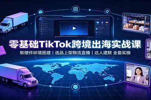 零基础TikTok跨境出海实战课:软硬件环境搭建,选品上架物流直播,达人建联全套实操