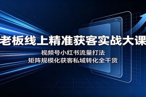 老板线上精准获客实战大课:视频号小红书流量打法,矩阵规模化获客私域转化全干货