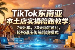 TikTok东南亚本土店实操陪跑教学,7天出单,30天稳定盈利,轻松碾压传统跨境模式(更新0819)