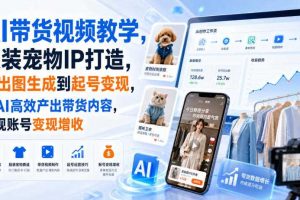 AI带货视频教学,服装宠物IP打造,从出图生成到起号变现,用AI高效产出带货内容,实现账号变现增收