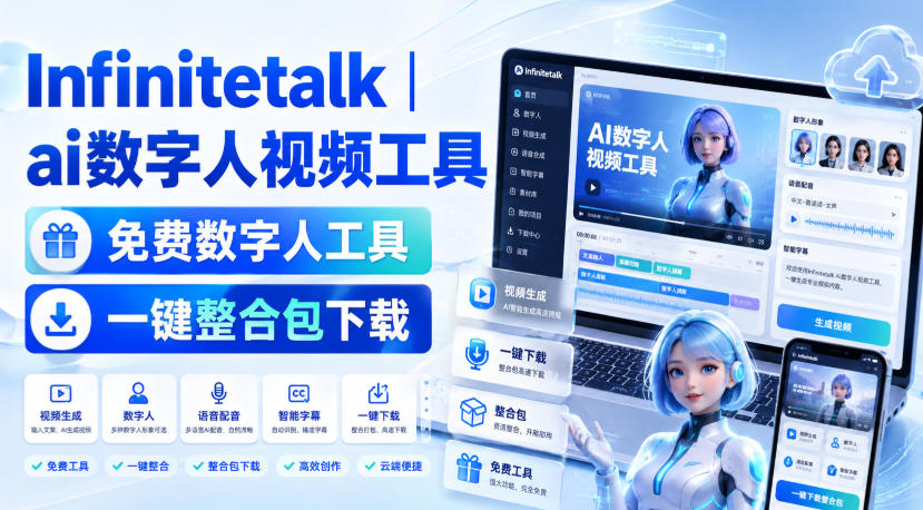 Infinitetalk丨ai数字人视频工具，免费数字人工具，一键整合包下载