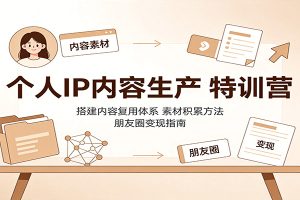 个人IP内容生产特训营：搭建内容复用体系，素材积累方法，朋友圈变现指南