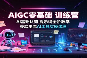 AIGC零基础训练营：AI基础认知，提示词全阶教学，多款主流AI工具实操课程