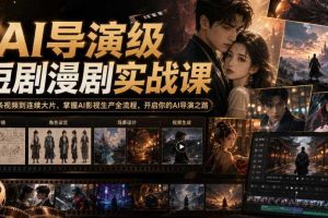 AI导演级短剧漫剧实战课,从单条视频到连续大片,掌握AI影视生产全流程,开启你的AI导演之路!