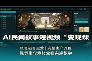 AI民间故事短视频变现课:账号起号运营,完整生产流程,提示指令素材全套实操教学