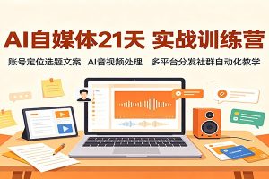 AI自媒体21天实战训练营：账号定位选题文案，AI音视频处理，多平台分发社群自动化教学