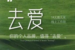 去爱14天鹿大米线上工作坊,你的个人品牌,值得“去爱”