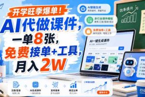 开学旺季爆单!AI代做课件,一单8张,免费接单+工具,月入2W【揭秘】