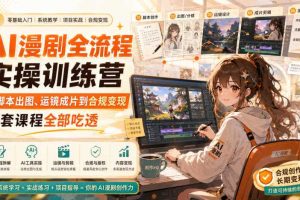 AI漫剧全流程实操训练营,从脚本出图、运镜成片到合规变现,一套课程全部吃透