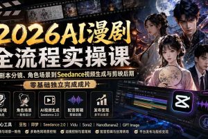 (20042期)2026AI漫剧全流程实操课:从剧本分镜、角色场景到Seedance视频生成与剪映后期,零基础独立完成成片