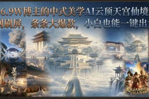 抖音6.9W博主的中式美学AI云顶天宫仙境教学,全网刷屏,条条大爆款,小白也能一键出大片