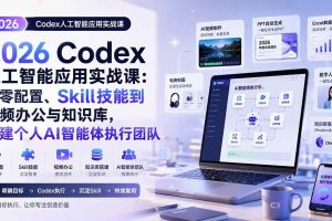 （20067期）2026 Codex人工智能应用实战课：从零配置、Skill技能到视频办公与知识库，搭建个人AI智能体执行团队