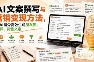 AI文案撰写与营销变现方法，用AI指令高效生成朋友圈、社群、发售文案