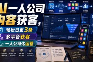 AI一人公司内容获客,轻松日更3条,多平台获客,一人公司化运营(更新0827)