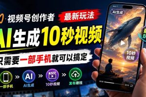 (20136期)视频号创作者最新玩法,AI生成10秒视频,只需要一部手机就可以搞定