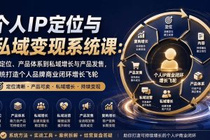 (20143期)个人IP定位与私域变现系统课:从定位、产品体系到私域增长与产品发售,系统打造个人品牌商业闭环增长飞轮