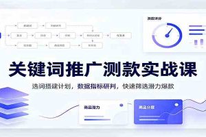 关键词推广测款实战课：选词搭建计划，数据指标研判，快速筛选潜力爆款