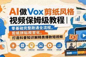 AI做Vox剪纸风格视频保姆级教程|零基础完整跑通全流程,剪纸拼贴视觉化,打造科普知识解释类爆款短视频