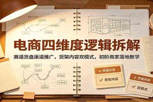 电商四维度逻辑拆解:赛道货盘渠道推广,货架内容双模式,初阶商家落地教学