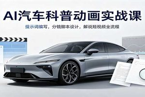 AI汽车科普动画实战课：提示词编写，分镜脚本设计，解说短视频全流程
