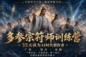 多参宗符师训练营，35天成为AI时代创作者，广告|短片|长剧，一种方法，三段实训，举一反三，打通全品类的创作能力