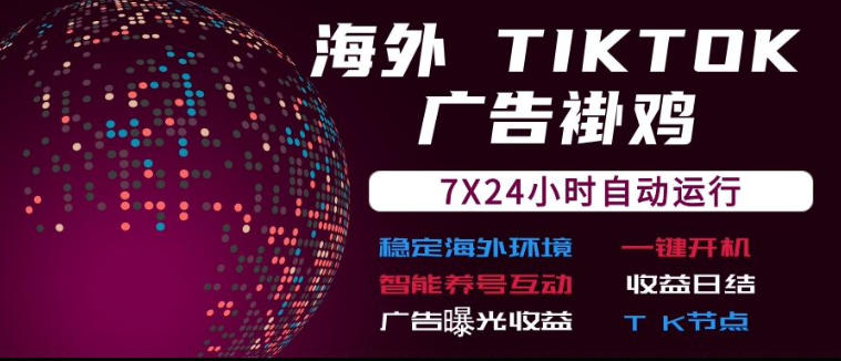海外TikTok挂G流量变现，7X24自动运行，广告曝光收益，收益日结【揭秘】
