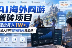 (20306期)AI海外网游搬砖项目,矩阵可日入1000+,普通人利用空闲时间就能做!