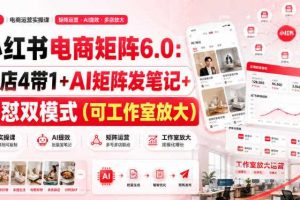 小红书电商矩阵6.0:单店4带1+AI矩阵发笔记+测怼双模式(可工作室放大)