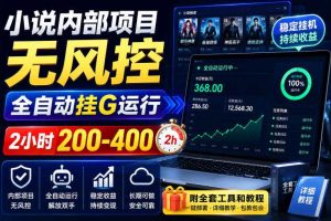 小说内部项目无风控,全自动挂G运行,2小时200-400,附全套工具和教程【揭秘】