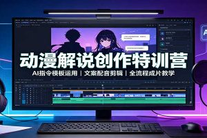 动漫解说创作特训营：AI指令模板运用，文案配音剪辑，全流程成片教学