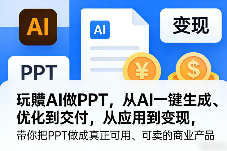 玩賺AI做PPT,从AI一键生成、优化到交付,从应用到变现,带你把PPT做成真正可用、可卖的商业产品(更新0904)