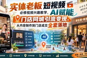实体老板短视频必修视频兴趣教学,AI赋能门店同城引流变现,AI+短视频+直播打爆实体客流量