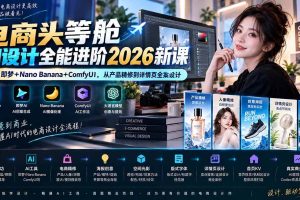 (20284期)电商头等舱AI设计全能进阶2026新课:PS+即梦+Nano Banana+ComfyUI,从产品精修到详情页全案设计