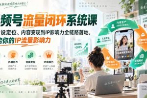 视频号流量闭环系统课,从人设定位、内容变现到IP影响力全链路落地,开启你的IP流量影响力