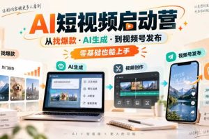 AI短视频启动营,从找爆款·AI生成·到视频号发布,零基础也能上手