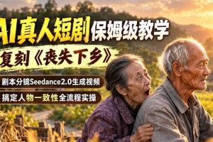 AI真人短剧保姆级教学,复刻《丧失下乡》,剧本分镜Seedance2.0生成视频,搞定人物一致性全流程实操